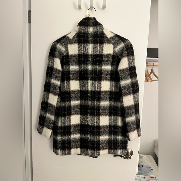 Banana Republic Italian fabric wool blend cost women size small plaid red gray - Picture 6 of 16